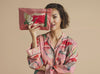 Powder Velvet Zip Pouch - Crane At Sunrise In Petal
