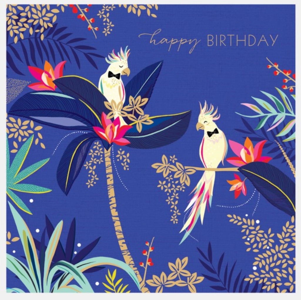 Sara Miller Happy Birthday Cockatoo In Bow Ties Greeting Card