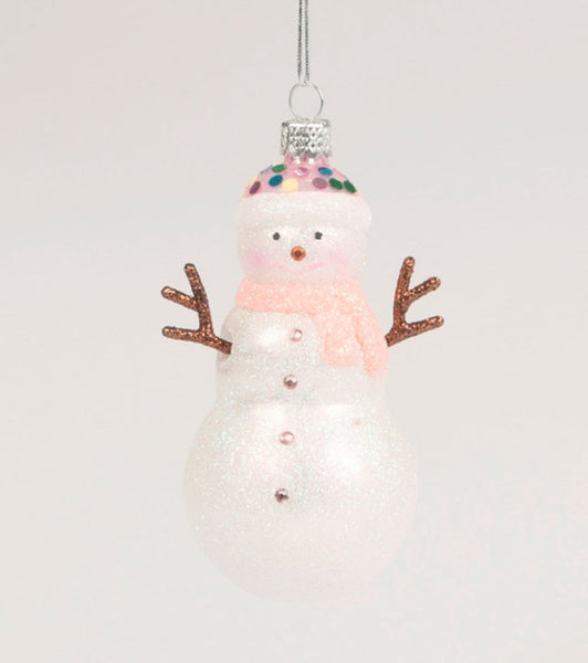 Enchanted Glitter Snowman Shaped Bauble