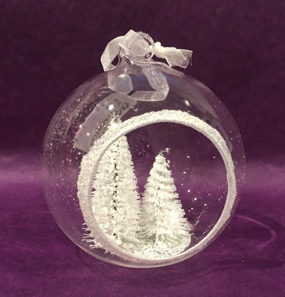 White Glitter Christmas Tree Open Bauble