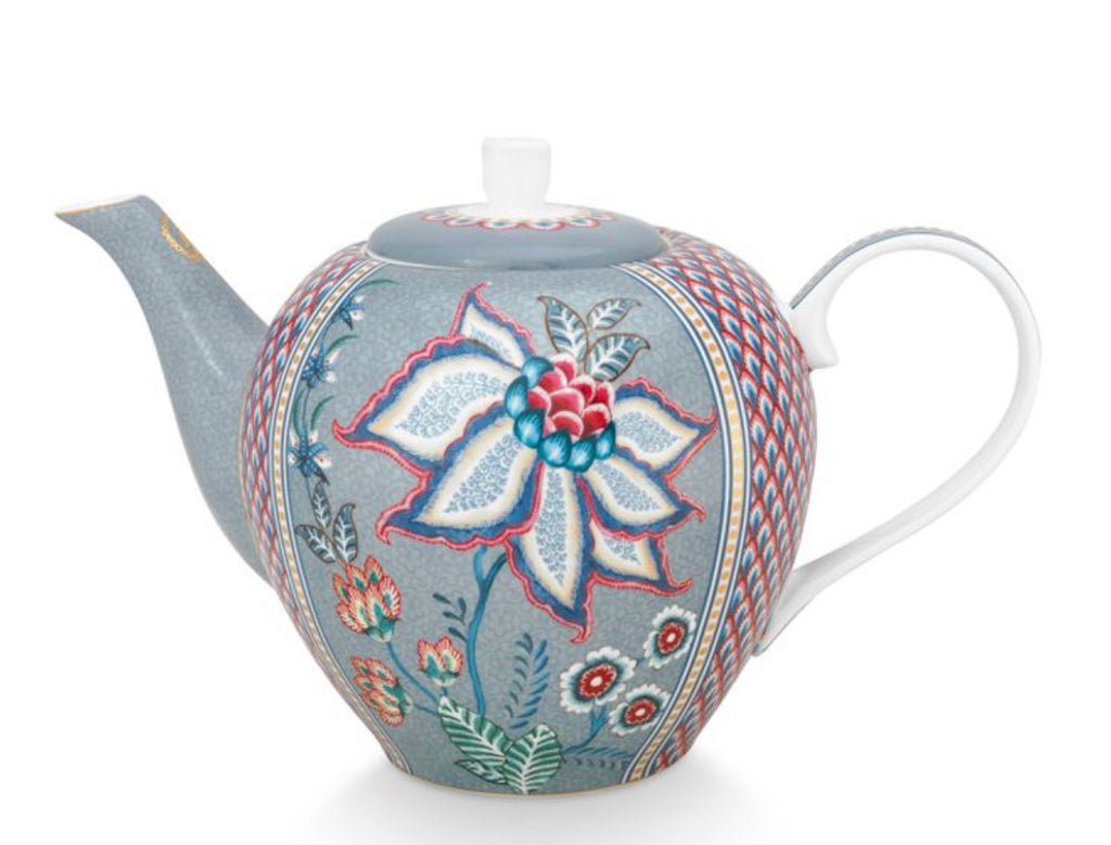 Pip Studio Flower Festival Large Teapot - Light Blue