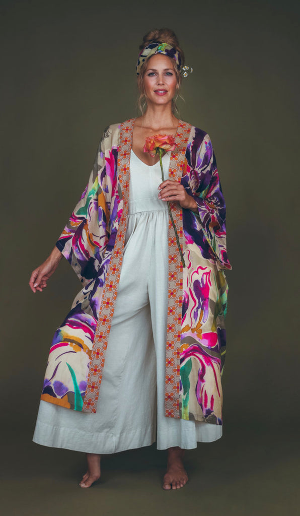 Powder Sage Iris Kimono Gown