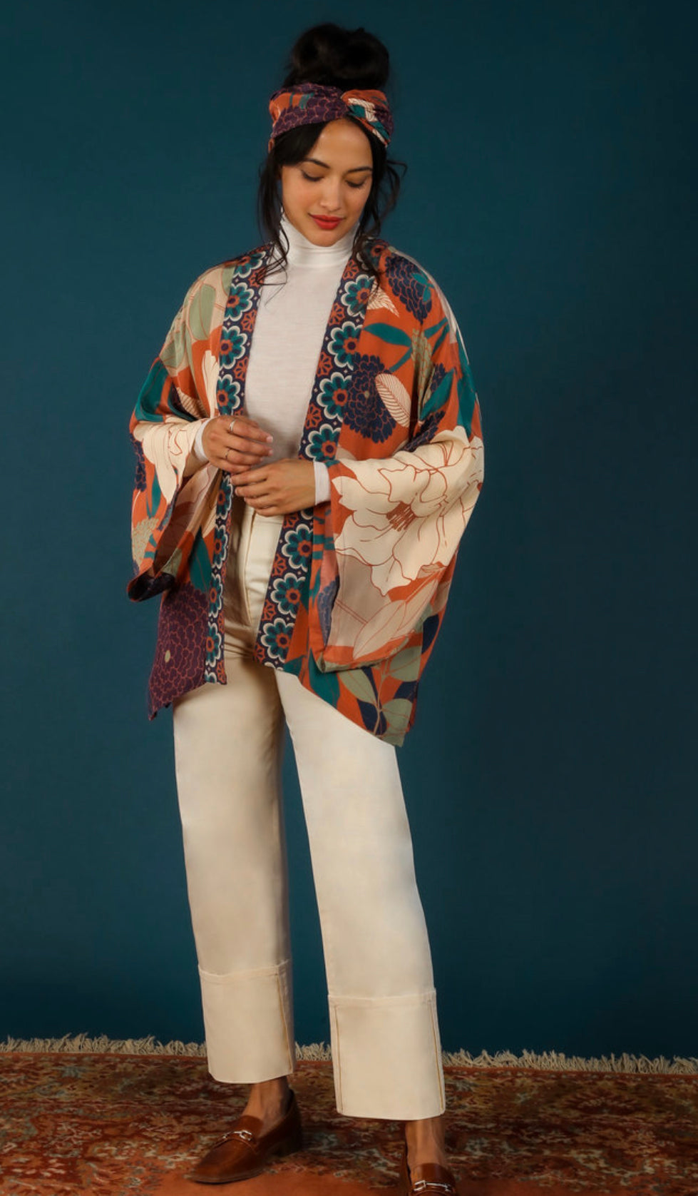 Powder Winter Floral Kimono Jacket Terracotta The Lovely Room