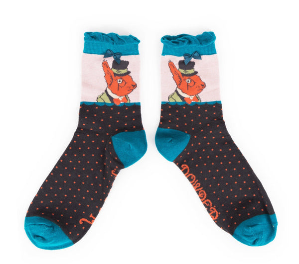 Powder Charcoal Mr Squirrel Ankle Socks