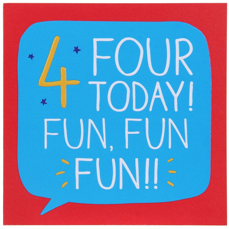 Happy Jackson Age 4 Birthday Card - Fun Fun Fun!!